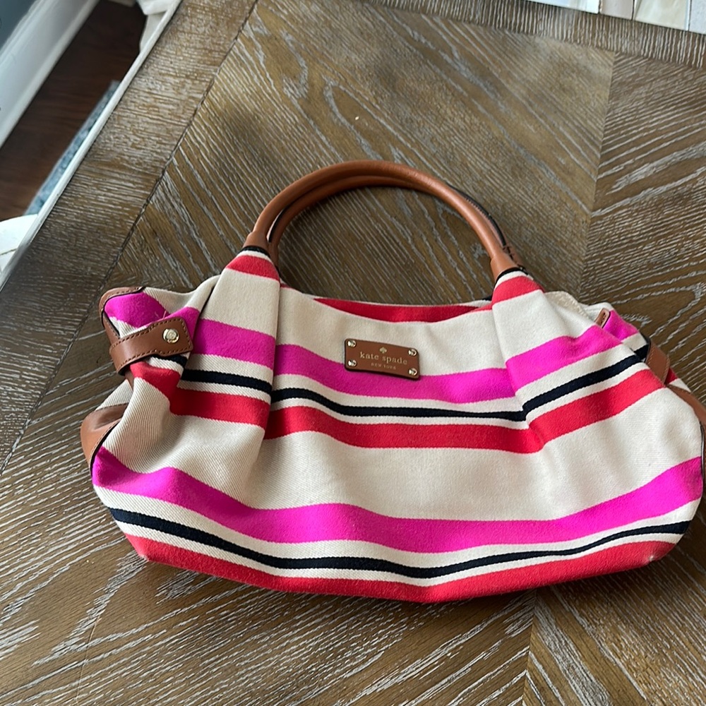 Kate Spade Pink and Cream Shoulder Bag with Stripes